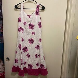Vintage Hopeshow Girls Maxi Tank Dress L S 34” White Floral Purple Flowers